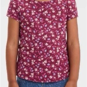 Cat & Jack Burgundy Floral Short Sleeve Girls' Tee